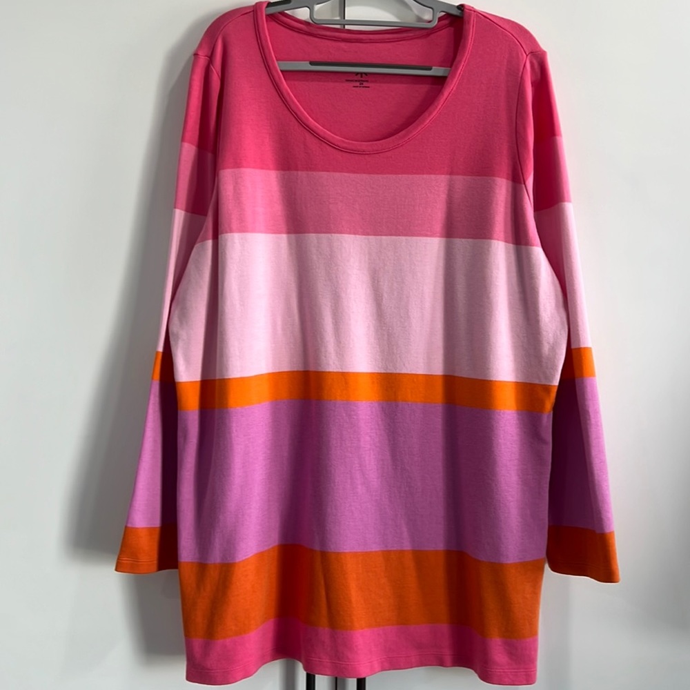 Isaac Mizrahi Pink and Orange Striped Tunic